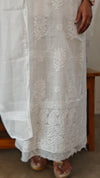 CW3D white Chikankari Net Kota 2 Piece suit