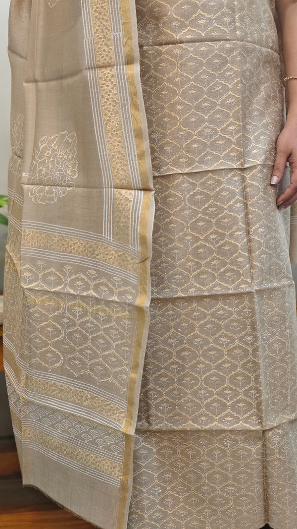 Beige Gold and Off white chanderi suit