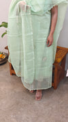 Mint Green Cotton Kota suit With Crochet