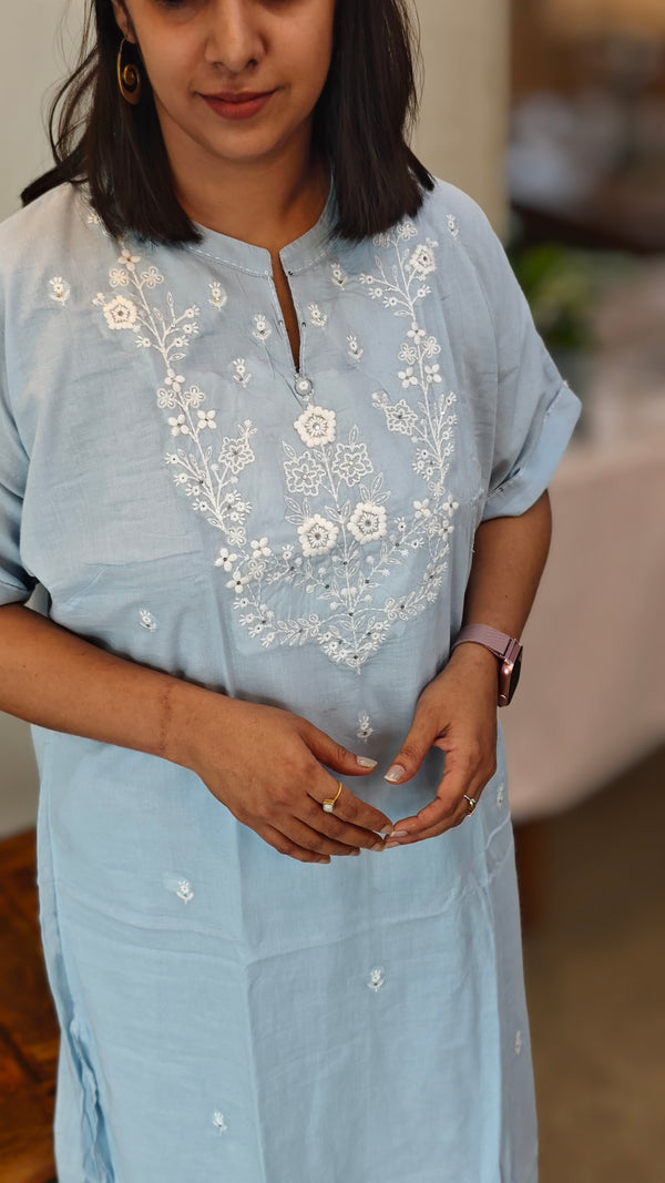Pastel blue Kaftan style kurti set