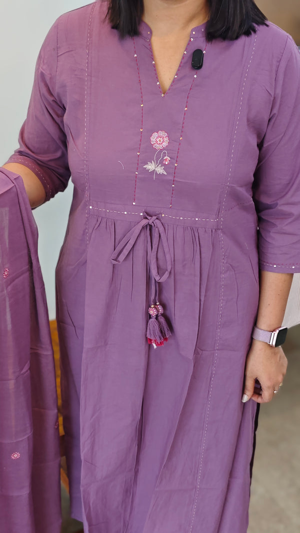 Violet kurti set front pleat