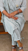 Powder blue embroidered cotton kurti set