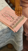 Light pink block printed net kota saree