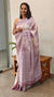 GR78 - Off white and lavender shibori printed tussar silk saree
