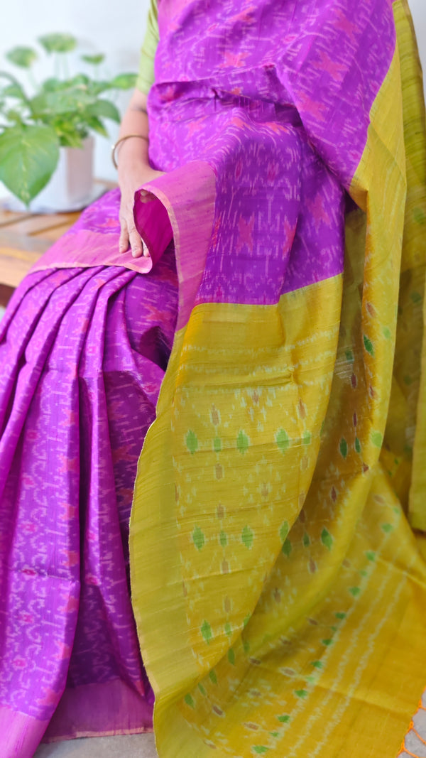 TRH23 Bright Purple and Green Raw silk saree