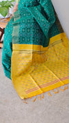 TRH23 Bottle Green and Mustard Raw silk saree