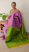 TRH23 Light Purple and Green Raw Silk Saree