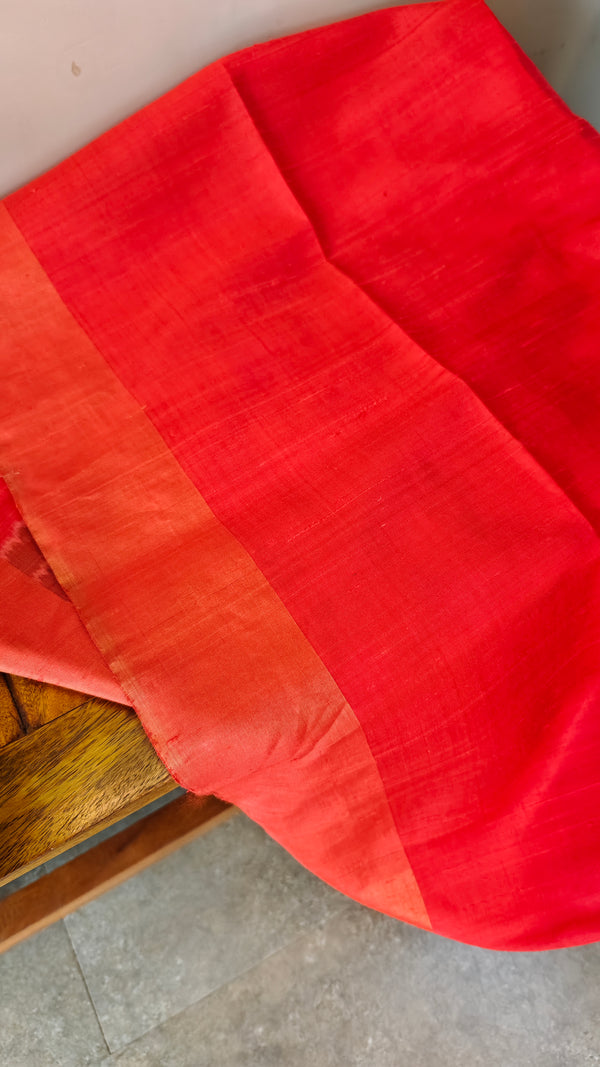 TRH23 Taupe and Red Raw silk Saree