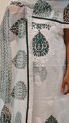 White and green net kota chikankari suit