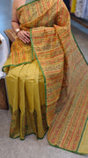 Mustard and green net kota saree