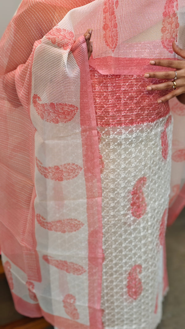 Pink and off White Tepchi kota suit