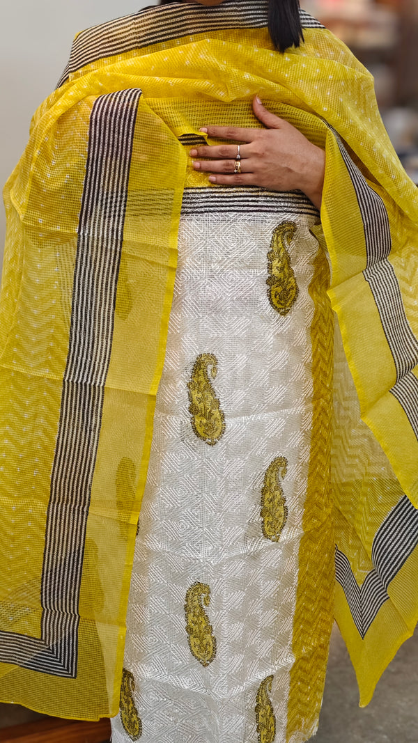 Mustard and off White Tepchi kota suit