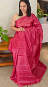 W189 - Dark Pink Tussar silk saree