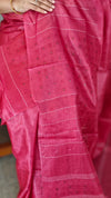 W189 - Dark Pink Tussar silk saree