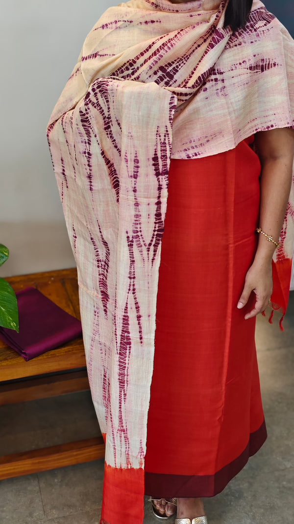 Burnt orange munga tussar suit