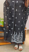 Black embroiderd net kota suit