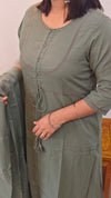 Moss green cotton kurti set