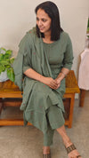 Moss green cotton kurti set