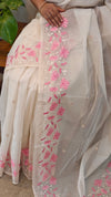 Off white net kota saree with embroidery