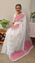 AS32 - White net kota saree with kutch work and mirror work