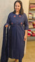 Blue embroidered cotton kurti set