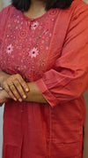 Pink embroidered kurti set