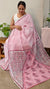V220 - Pink printed net kota saree with chikankari palla