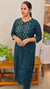 Bluish green cotton kurthi set