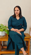 Peacock blue cotton kurti set