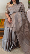 Taupe shade Jute silk saree