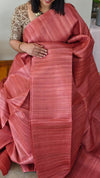 Brick red Jute silk saree