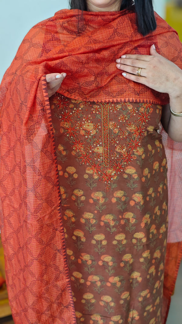 Ajrakh printed cotton suit