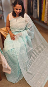 Powder blue net kota saree