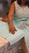 Powder blue net kota saree