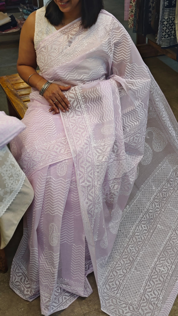 Lavender net kota saree