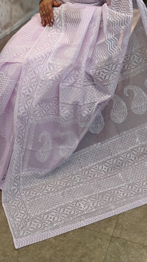 Lavender net kota saree