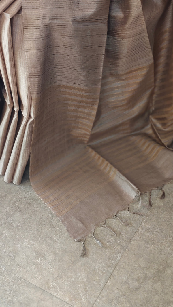 Dark Beige tussar silksaree