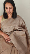 Dark Beige tussar silksaree