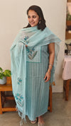 Teal blue chanderi suit