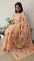 Yellow linen chanderi saree with cutwork
