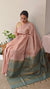 Nude pink and teal bhagalpuri silk saree