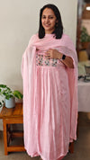 R570 - Pink pleated georgette suit