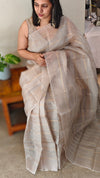 9344 - Smoky grey organza silk saree