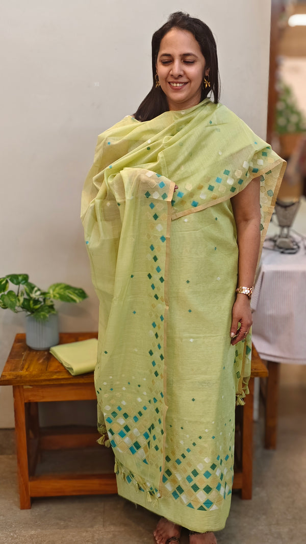 BM672 - Lime green jamdani suit