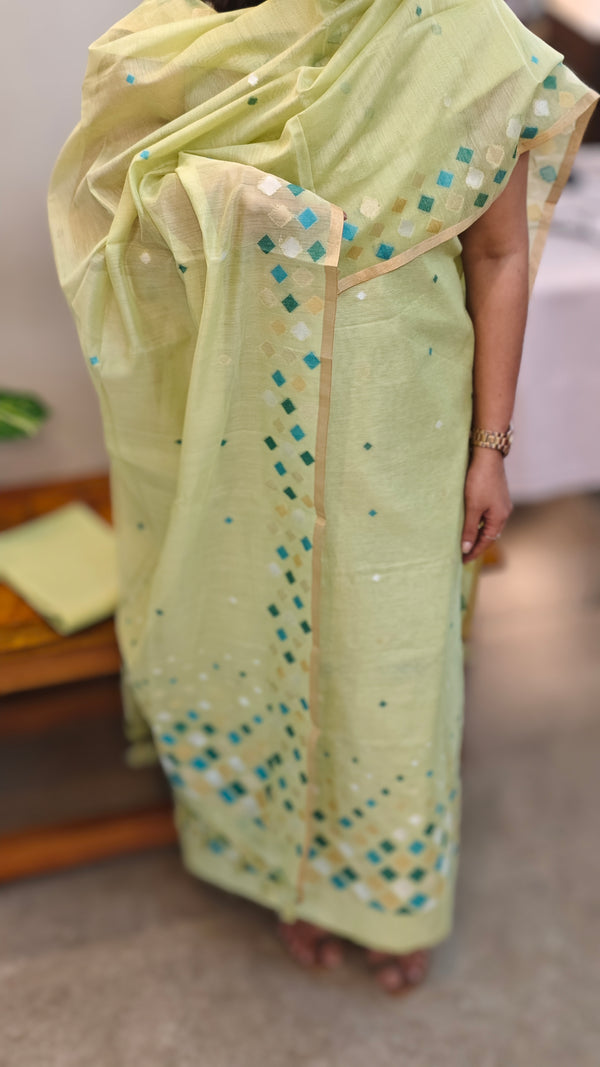 BM672 - Lime green jamdani suit