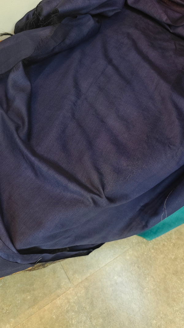 Turquoise and Navy blue Bhagalpuri silk saree