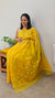 Yellow net kota embroidered saree