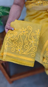 Yellow net kota embroidered saree