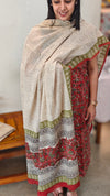 Brick red and Beige Block printed cotton suit