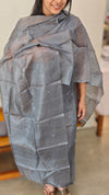 Grey hand embroidered tussar silk suit